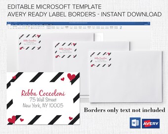 return address label borders editable in microsoft word etsy