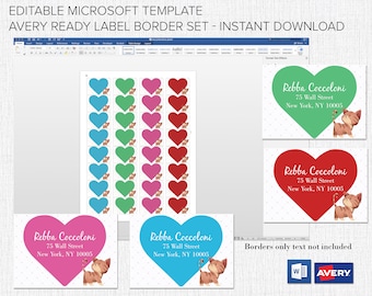 return address label borders editable in microsoft word etsy