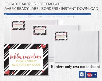 return address label borders editable in microsoft word etsy