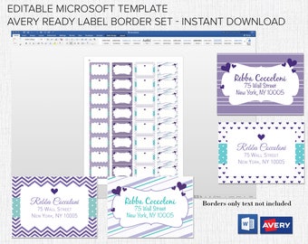 return address label borders editable in microsoft word etsy