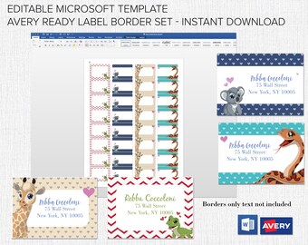return address label borders editable in microsoft word etsy