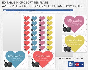 return address label borders editable in microsoft word etsy