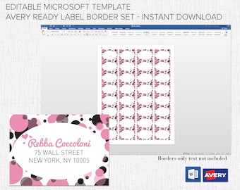 return address label borders editable in microsoft word etsy