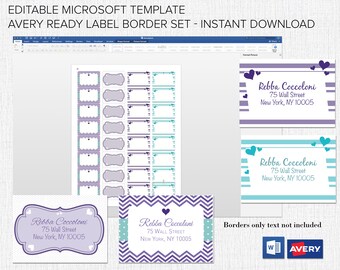 return address label borders editable in microsoft word etsy
