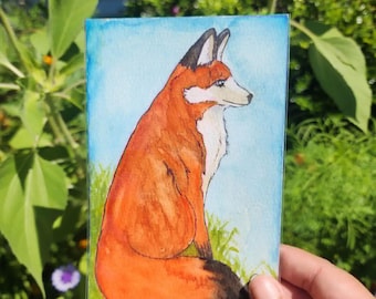 Miniature Fox Original Watercolor Painting - Wildlife, Fine Arts Study
