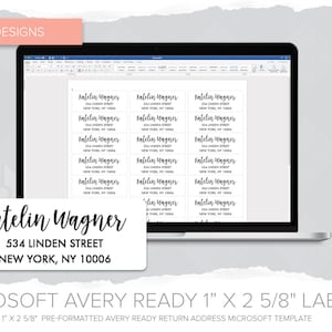 Address Label, Editable Address Label, Address Label Template, Editable in Microsoft™  Word, Printable, Avery™ Ready 1" x 2 5/8"