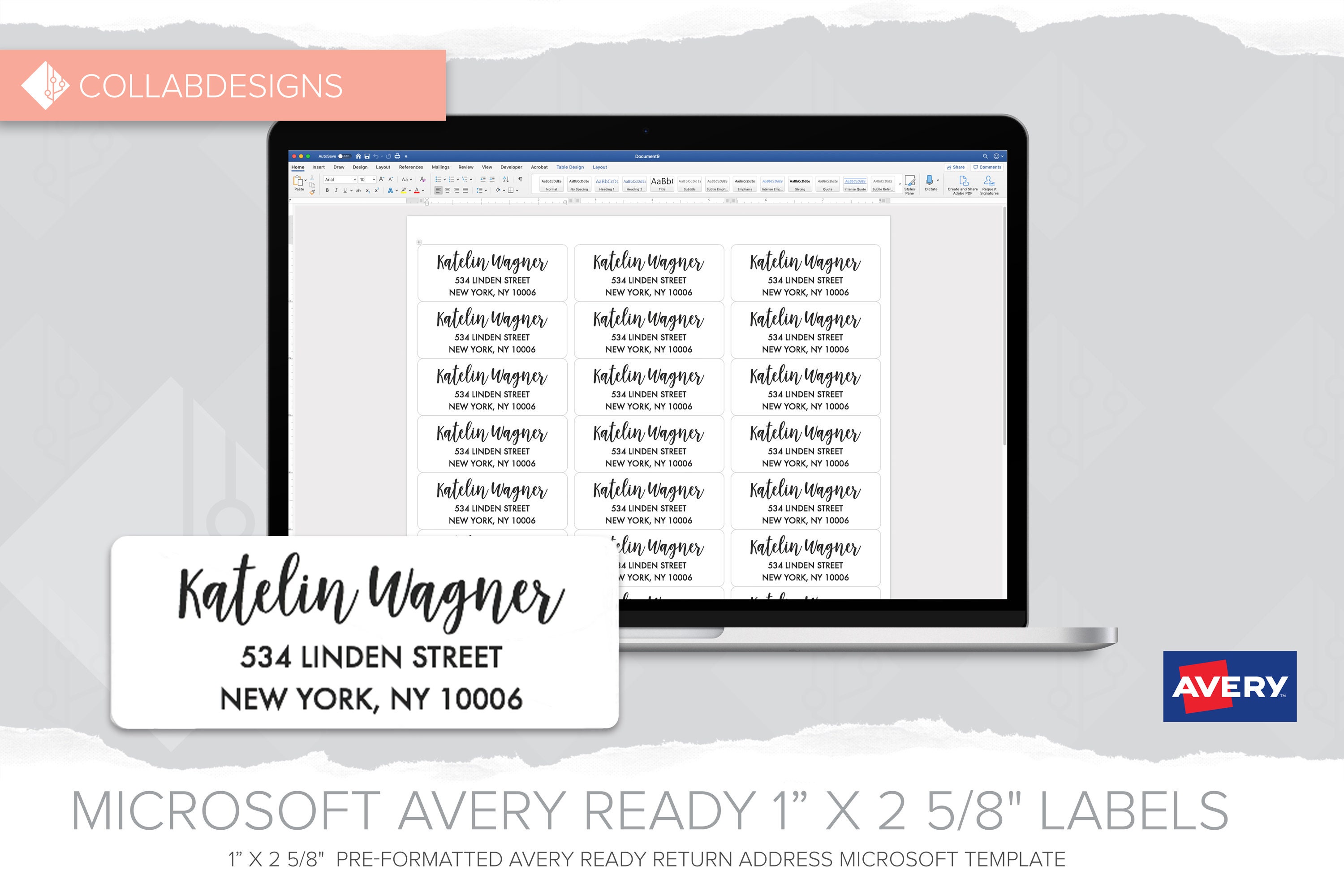 Word labels template different addresses