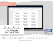 Address Label, Editable Address Label, Address Label Template, Editable in Microsoft™  Word, Printable, Avery™ Ready, 1 x 2 5/8
