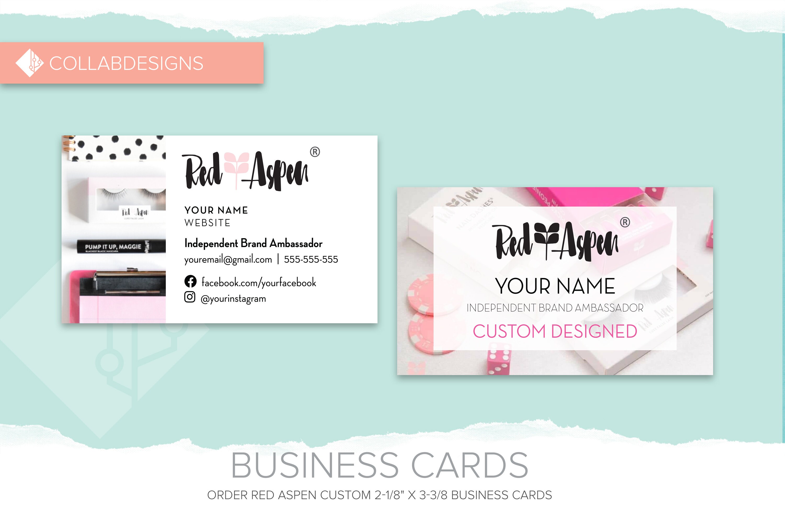 100 Red Aspen Custom Business Cards 21/8 x 33/8 Etsy