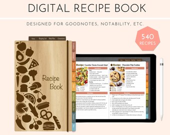 Descarga de libros de recetas/libros de cocina digitales con hipervínculos - Good for GoodNotes/Notability - Earthy Design