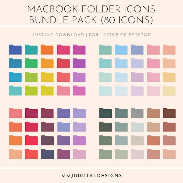 Bundle Pack Folder Icons | 80 Folder Icon Color Pack | Mac OS Systems | Instant Download | For Laptop or Desktop