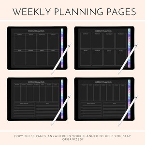 Dark Theme Blackout Undated Daily Digital Planner | Pastel Colors ...