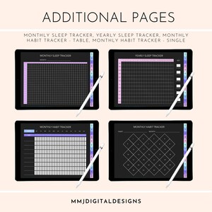Dark Theme Blackout Undated Daily Digital Planner | Pastel Colors ...