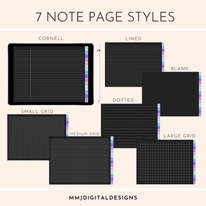 Dark Theme Blackout Undated Daily Digital Planner | Pastel Colors ...