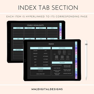 Dark Theme Blackout Undated Daily Digital Planner | Pastel Colors ...