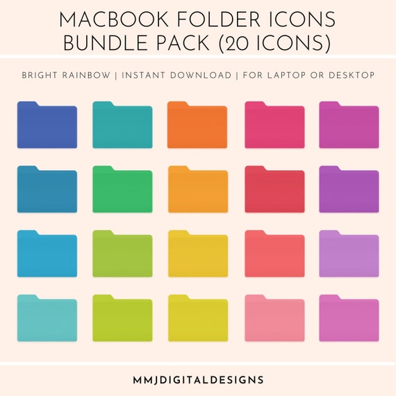 Bright Rainbow Folder Icons Folder Icon Color Pack Mac OS - Etsy