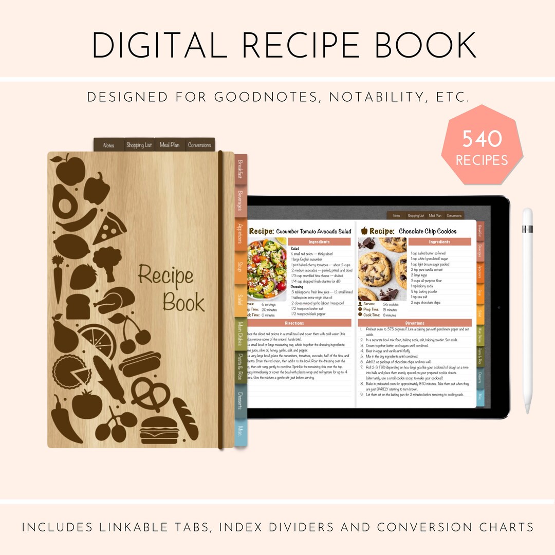 Digital Recipe Book/ Cookbook Download With Hyperlinks - Good for ...
