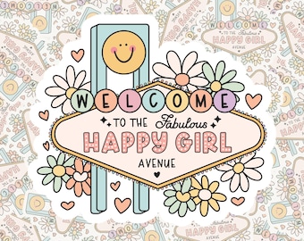 Happy Girl Avenue Sticker: Waterproof Vinyl Decal for Kindle, Kobo