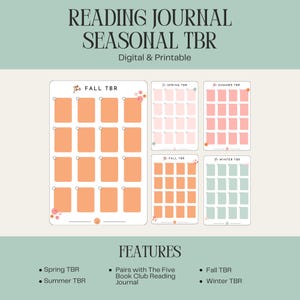 Seasonal TBR | Book Journal Digital Download | TBR | Book Tracker | Reading Tracker | Digital Journal | Printable Journal