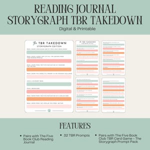 TBR Takedown Storygraph | TBR Challenge | Book Journal Add-on| TBR, Digital Download | Reading Tracker | Digital Journal | Printable Journal