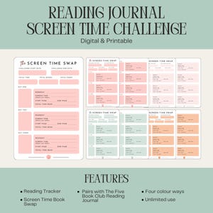 Screen Time Swap Readathon Challenge: Book Journal (Digital Download)