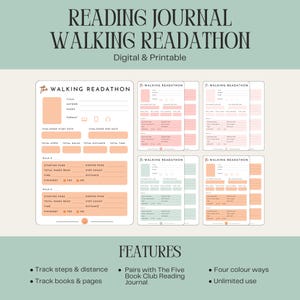 Walking Readathon Challenge: Book Journal & Reading Tracker (Digital Download)
