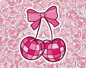 Disco Cherry Vinyl Sticker: Waterproof Bookish Gift