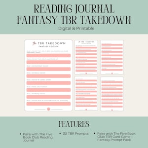 TBR Takedown Fantasy | TBR Challenge | Book Journal Add-on| TBR, Digital Download | Reading Tracker | Digital Journal | Printable Journal