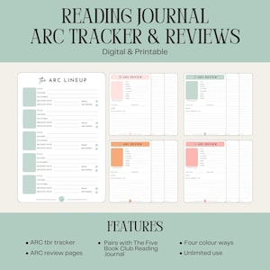 ARC Bewertung Vorlage: Digitales Buch Journal Add-on (druckbare PDF-Download