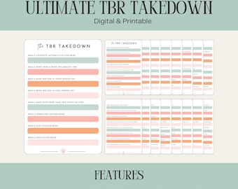 TBR Takedown Book Journal: Reading Prompts, Tracker (Digital Download)