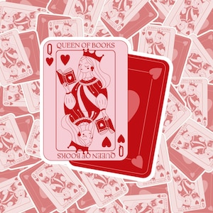 Queen of Books Sticker | Playing Card | Vinyl Sticker | Waterproof Sticker | Bookish Sticker | Bookish Gifts | Kindle Sticker | Kobo Sticker