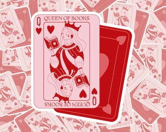 Queen of Books Sticker: Playing Card Vinyl Decal