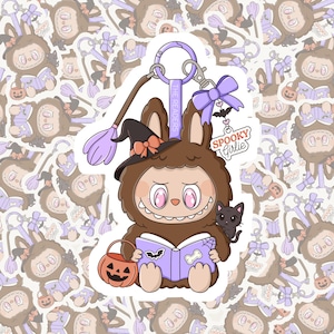 Spooky Bookish Monster Charm Sticker: Waterproof Vinyl Decal