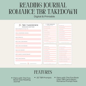TBR Takedown Romance | TBR Challenge | Book Journal Add-on| TBR, Digital Download | Reading Tracker | Digital Journal | Printable Journal