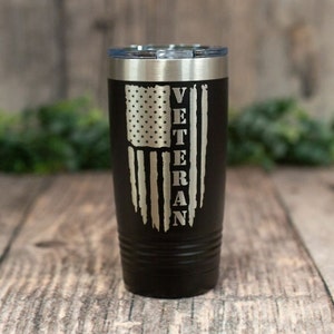 Veteran - Engraved Stainless Personalized Cup, Armed Forces Gift, Thank You Gift, Gift For Him, Gift For Military Soldier,  Military Mug