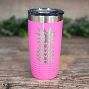 Heart Pineapple - Engraved Stainless Steel Pineapple Tumbler, Insulated Pineapple Travel Mug, Cute Pineapple Gift, Pineapple Lovers Mug