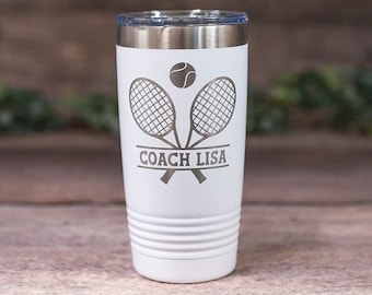 Personalized Tennis - Engraved Stainless Tennis Tumbler, Tennis Tumbler Mug, Personalized Coaching Gift, Coach Gift Mug, Tennis Player Mug
