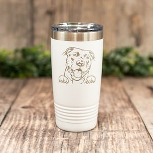 Personalized Pit Bull - Engraved Steel Pit Bull Tumbler, Pitbull Dog Travel Mug, Pit Bull Dog Mom or Dad Gift, Pit Bull Lover Gift Tumbler