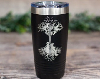 Guitar Tree - Engraved Music Mug, Instrument Gift, Travel Tumbler, Musical Tumbler Mug, Band Mug, Personalized Gift Mug, Cool Guitar Tumbler