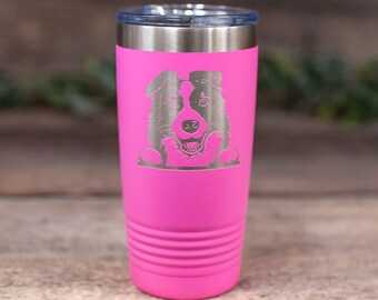 Personalized Border Collie - Engraved Border Collie Tumbler, Collie Dog Travel Tumbler Mug, Border Collie Dog Mom or Dad, Collie Lover Gift