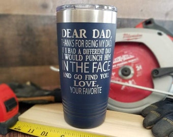 Dear Dad Personalized Engraved Tumbler With Kids Names, Stainless Cup, Fathers Day Gift, Dad Gifts, Gift For Him