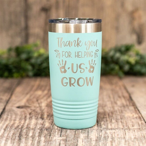 Thank You For Helping Us Grow - Engraved Teacher Appreciation Tumbler, Babysitter Gift, Teacher Cup, Daycare Provider Gift, Teacher Gift Mug