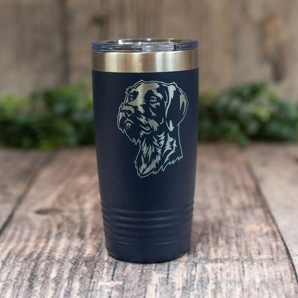 Personalized German Wirehaired Pointer - Engraved Steel Tumbler, German Wirehaired Travel Tumbler, Pointer Mom or Dad, Dog Lover Gift