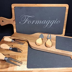 Personalized Slate Cheeseboard, 3 Sizes Available - Engraved Slate Acacia Charcuterie Board, Housewarming Gift, Wedding Gift, Partyware,