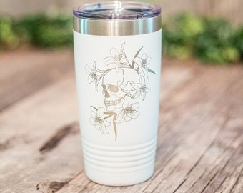 Skull Lily - Engraved Polar Camel Stainless Steel Tumbler, School Gift For Her,