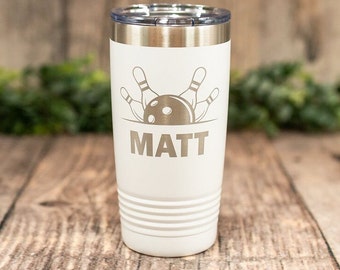 Personalized Bowling - Engraved Stainless Tumbler, Bowling Gifts For Men or Women, Bowling Tumbler Mug, Bowler Tumbler