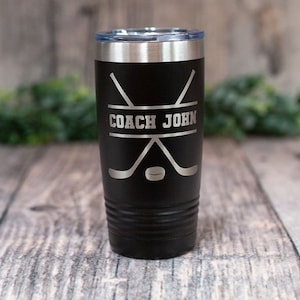 Personalized Hockey - Engraved Stainless Steel Tumbler, Insulated Travel Mug, Hockey Mug, Hockey Lover Cup, Hockey Coffee, Hockey Gift