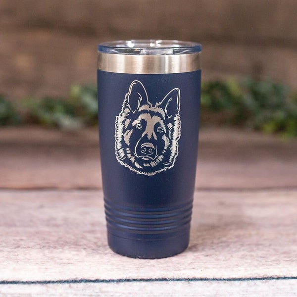 Personalized German Shepherd Dog - Engraved Steel GSD Tumbler, German Shepherd Travel Tumbler, German Shepherd Mom or Dad, Dog Lover Gift