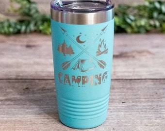 Camping Arrows - Engraved Stainless Steel Tumbler, Insulated Camping Travel Tumbler Mug, Cute Camping Gift For Her, Gift For Camping Lover