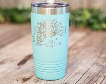 Cute Hedgehog - Engraved Stainless Steel Tumbler, Hedgehog Travel Mug, Hedgehog Gift For Her, Hedgehog Tumbler Mug, Gift For Hedgehog Lovers